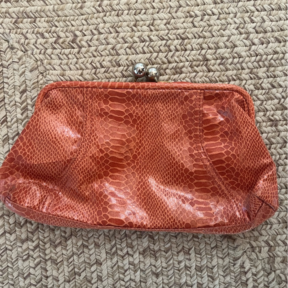 Orange leather vintage clutch